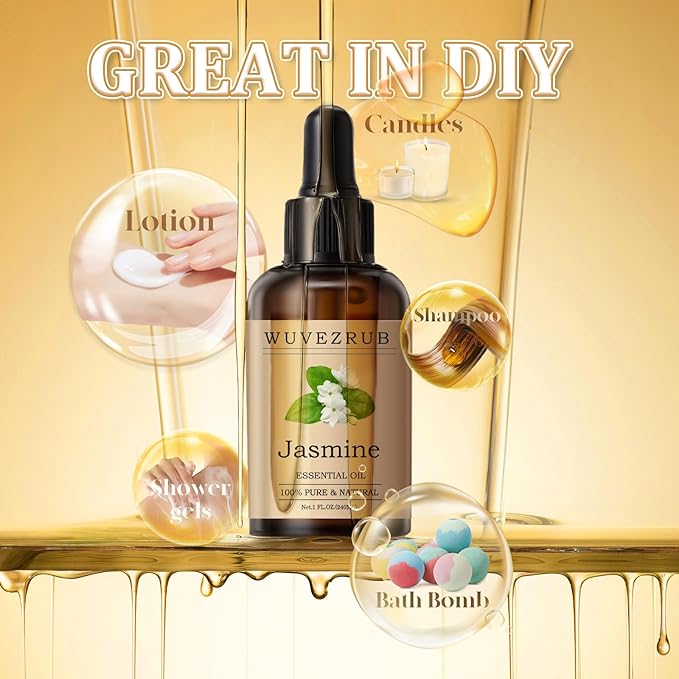 Jasmine Essential Oil 120ML - 100% Pure and Natural Oils for Aromatherapy Diffuser - 4 Fl Oz/Jasmine