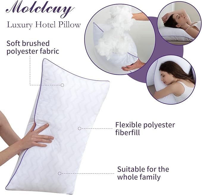 MOLCLCUY Bed Pillows Standard Size Set of 2,Hotel Collection Pillow for Side and Back Sleepers,Super Soft Down Alternative Microfiber Filled