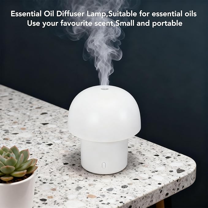 Asixxsix Essential Oil Diffuser Lamp, 6.8x5.6Inch 160ml Ultrasonic Aromatherapy Diffuser with Night Light, Quiet Running, USB Powered, for Home, Office (Round Top)