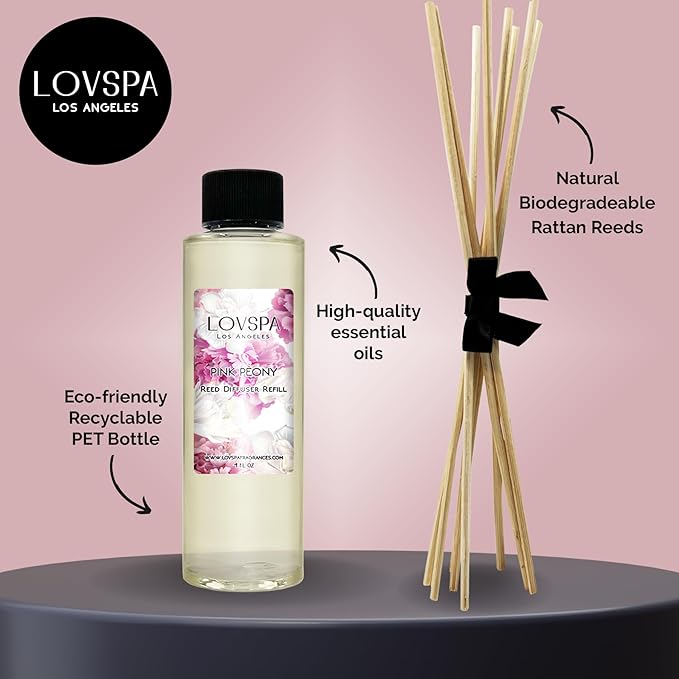 Pink Peony Diffuser Oil - Luxury Essential Oils for Diffuser Refill & Air Freshener Room Spray - Long-Lasting & Natural Home Fragrance, Scented Oil for Diffusers, USA Made, 4oz