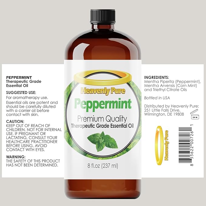 Heavenly Pure Peppermint Essential Oil Pure & Natural Sweet (8 Oz Bulk Size)