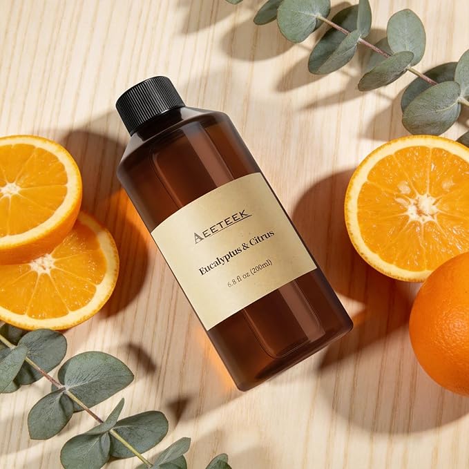 Reed Diffuser, Eucalyptus & Citrus Scented Oil Refill with Diffuser Sticks, 6.8 Fl Oz (200ml) Essential Oil Diffuser for Bathroom, Elegant Fragrance for Room Decor