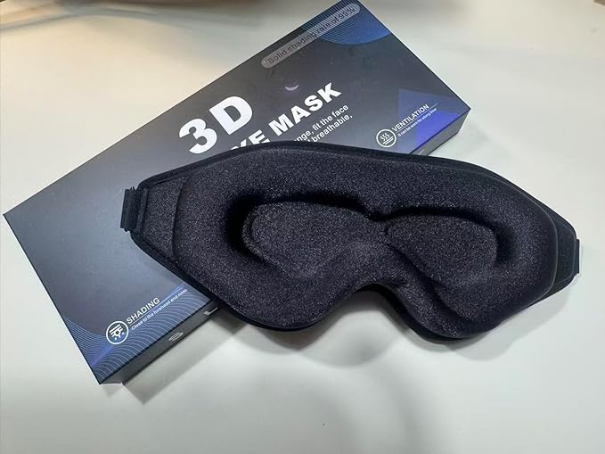 3D Sleep Eye mask -Luxury Sleep Eye Mask for Side Sleeper Men Women, Zero Eye Pressure 3D Sleeping Mask, Light Blocking Design Night Blindfold, Soft Eye Shade Cover for Travel (Black)