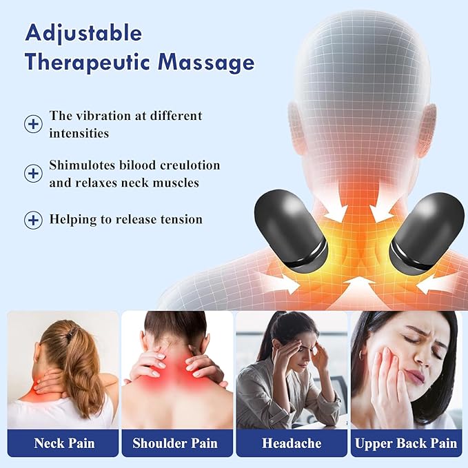 3 in 1 Heated Neck Massage Pillows with Heat for Pain Relief Deep Tissue, Rechargeable Cervical Neck Hump Corrector, Wireless Pillow Supports (No Washable Cover)