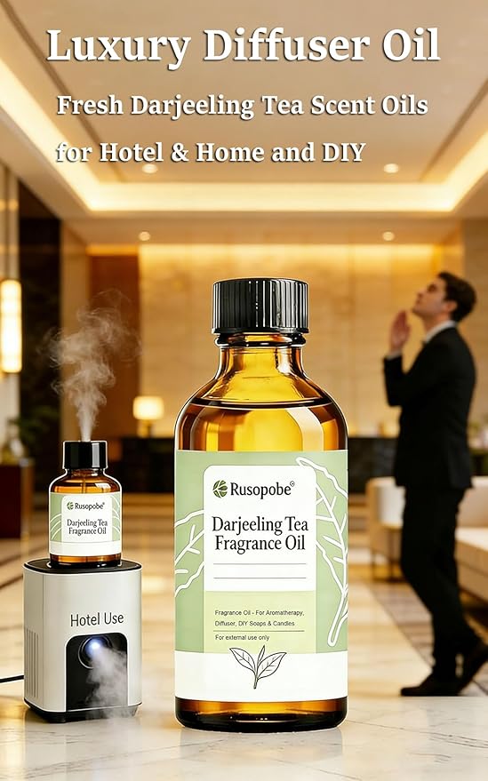 Darjeeling Tea Diffuser Oil Inspired by Bv.lg.ari for Home & Hotel, Long-Lasting Safe Fragrance Oil for Waterless & Cold Air Diffusers, Candle Soap DIY Crafting - Black Tea, Bergamot, Musk - 1.69Fl Oz