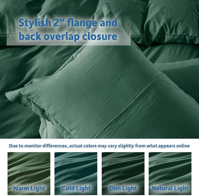 Nestl Twin Duvet Cover Set - Soft Double Brushed Dark Green Duvet Cover Twin/Twin XL, 2 Piece, with Zipper Closure, 1 Duvet Cover 68x90 inches and 1 Pillow Sham