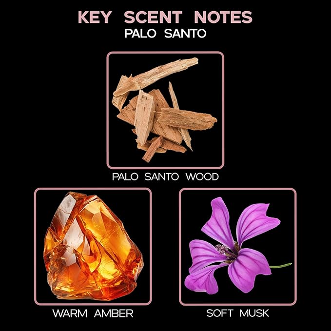 Reed Diffuser Set, Palo Santo Scented Oil Diffuser with Sticks, Home Fragrance Accessories for Bathroom Shelf Decor, Aroma Diffusers for Home or Office Fall Decor, USA Made