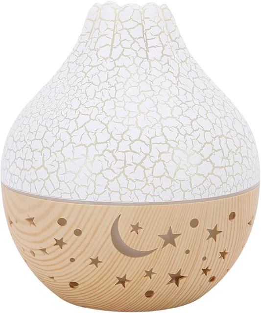 Air Diffuser Humidifier, Silent Ultrasonic Mini USB Humidifier, Aromatherapy Diffuser with Auto Shut Off Loop Lighting Wood Grain Design for Home Office Bedroom Spa (White Crack Light Wood