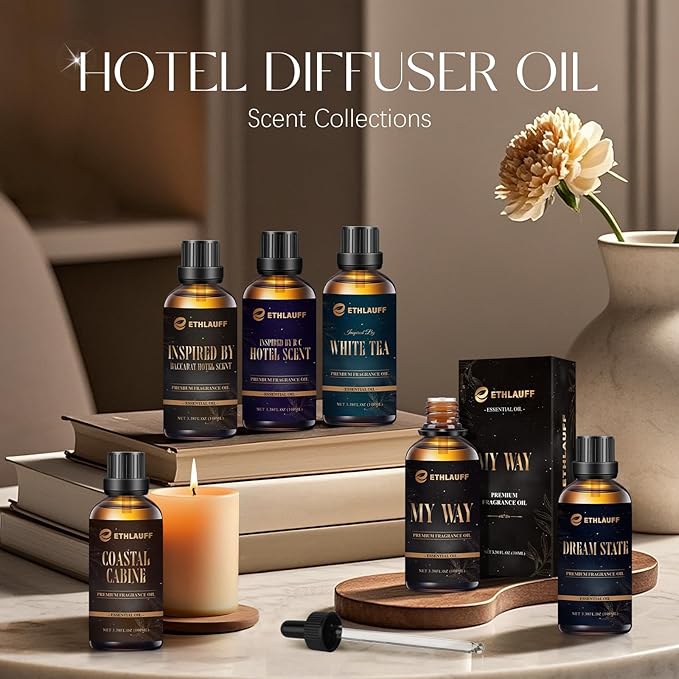 Hotel Diffuser Oil, Fragrance Oil, White Tea Diffuser Oil 3.38 Fl Oz | 100 mL, Essential Oil for Waterless Diffuser