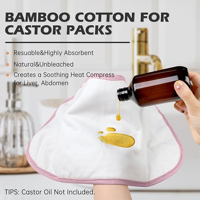 Castor Oil Pack Wrap with Organic Cotton Flannel, Reusable Castor Oil Packs for Stomach, Castor Oil Pack for Liver Detox, Castor Oil Pack Kit Purple（Castor Oil Not Include)