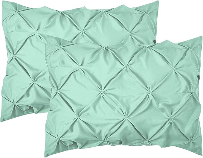 Elegant Comfort 2-Pack Sham Set Pinch Pleat Design, 1500 Premium Hotel Quality Microfiber, Stylish Design-Easy Care, Wrinkle and Stain Resistant, 2-Piece Sham Set, Pleated Standard/Queen, Mint Green