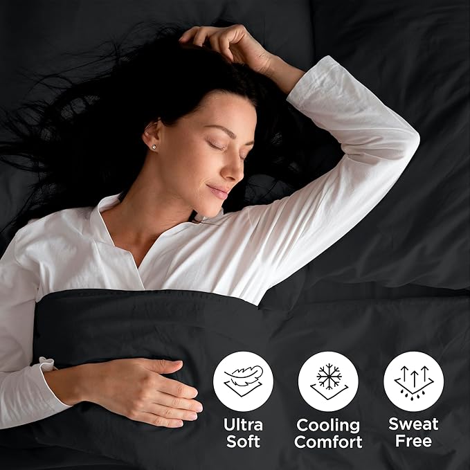 ROYALE LINENS 4 Piece King Sheets Set - Soft Brushed 1800 Microfiber Bedding - 1 Fitted and 1 Flat Sheet, 2 Pillow Cases - Wrinkle Free & Fade Resistant - Hotel Luxury Bed Sheets Set (Black, King)