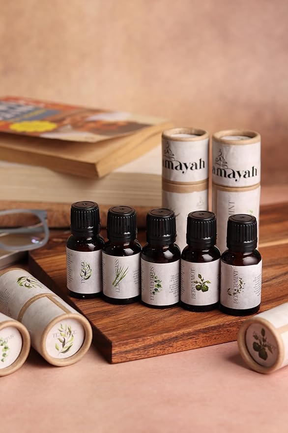 Amayah Focus Essential Oil Blend Set for Concentration & Mental Clarity | Peppermint, Tea Tree & Eucalyptus Aromatherapy Oils for Work, Study & Productivity | Diffuser Oils for Energy & Alertness