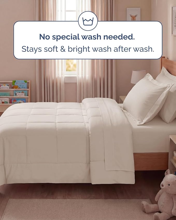 Twin Comforter Set - 5 Piece Bed in a Bag Twin Size Bed Set - Down Alternative Comforter, Flat Sheet, Fitted Sheet, Pillowcase & Sham for All Seasons - Ultra Soft, Cozy, Comfy and Breathable - Wheat