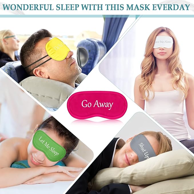 Eurzom 20 Pieces Funny Sleeping Eye Mask Bulk with Adjustable Strap Sleep Blackout Eye Mask for Night Blindfold Cover for Spa Women Men Adult Pajama Party Favors(Bright Colors)
