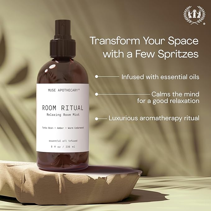 Muse Apothecary Room Ritual - Aromatic and Relaxing Room Mist, Infused with Natural Essential Oils - 8oz, Cara Orange + Fig + Blackberry Vanilla - 2 Pack