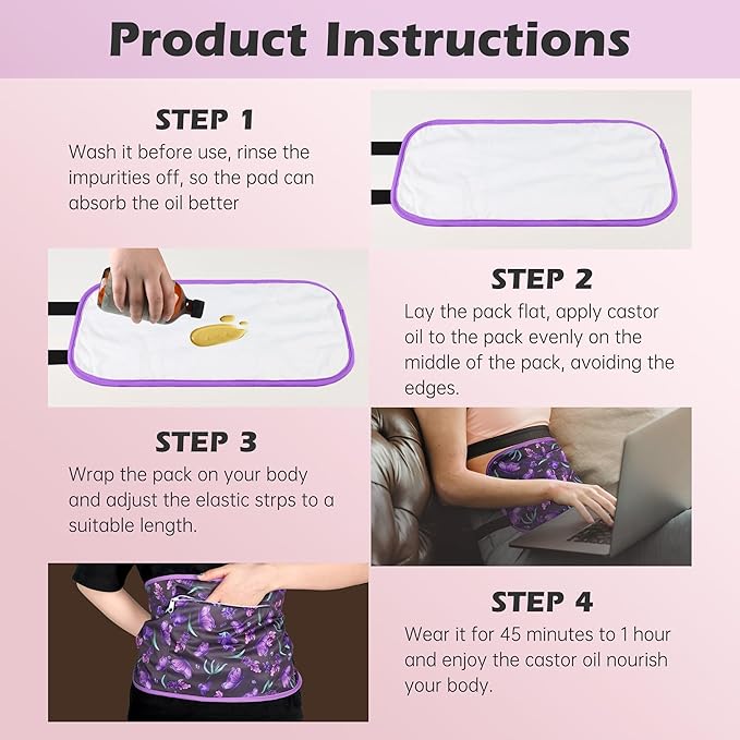 Castor Oil Pack Wrap Organic Cotton 2 Pcs, Castor Oil Cold Pressed Highly Absorbent for Liver Detox, Christmas Gifts for Women, Mom, Wife, Girlfriend, Sister, Friends, Houndstoot