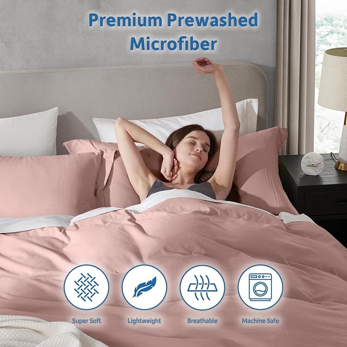 Nestl Blush Pink California King Duvet Cover Sets - Soft Double Brushed Cal King Duvet Cover, 3 Piece, with Zipper Closure, 1 Duvet Cover 104x98 inches and 2 Pillow Shams