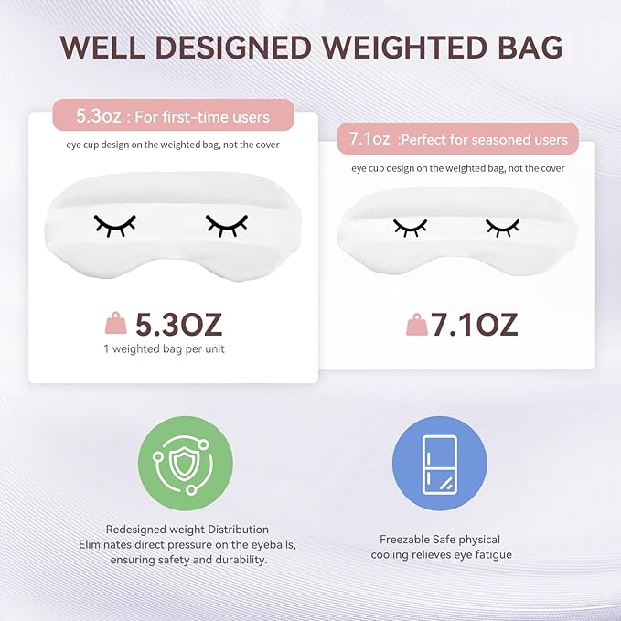 Lyocell Weighted Sleep Eye Mask for Women Men, 5.3oz & 7oz, Removable Washable Weighted Bag, Light Blocking Eye Cover, Soft Eye Shade for Travel Essentials, Office Naps, Gift,Pink