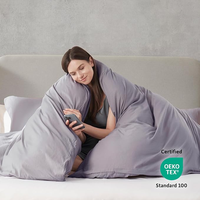 Nestl Grey Lavender Duvet Cover King Size - Soft Double Brushed King Duvet Cover Set, 3 Piece, with Zipper Closure, 1 Duvet Cover 104x90 inches and 2 Pillow Shams
