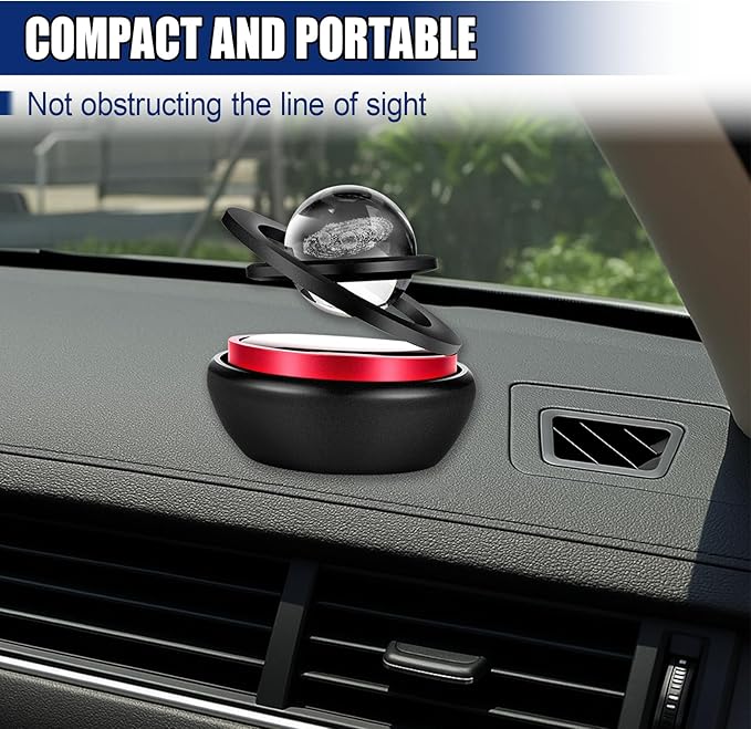 Solar Energy Car Dashboard Spinner, Rotatable Decoration Diffuser with Crystal Ball, Automatic Rotate Automotive Interior Decoration Accessory for Cars Home Office (Black)