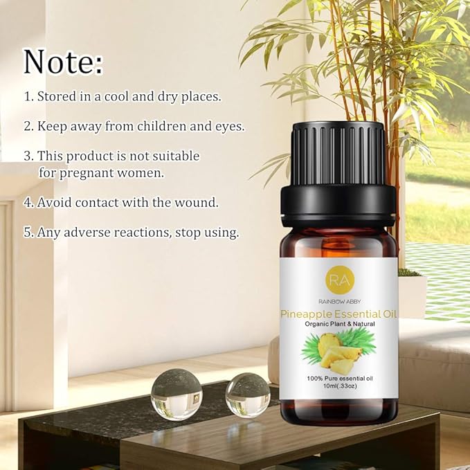2-Pack Pineapple Essential Oil 100% Pure Oganic Plant Natrual Flower Essential Oil for Diffuser Massage Skin Care - 10ML