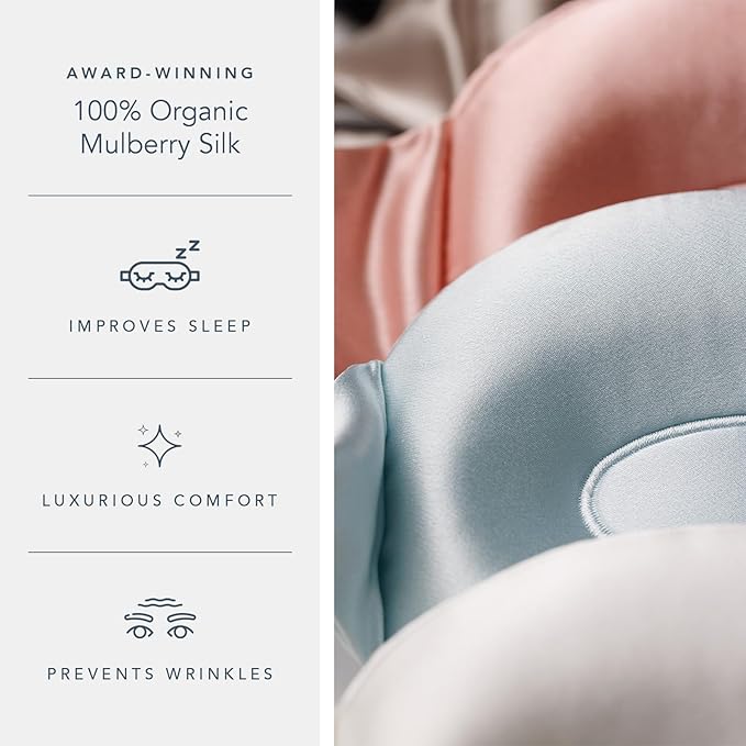 Fishers Finery 25 Momme 100% Organic Mulberry Silk Hypoallergenic Contour Eye Mask - Adjustable Elastic, 3D Sleep Mask, Zero Eye Pressure - New and Improved Style (Natural White - Undyed)