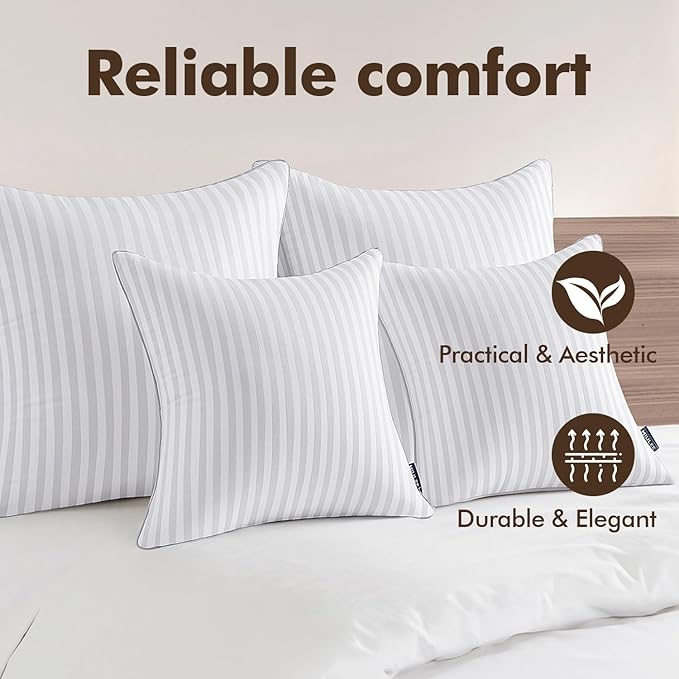 MIULEE 20x20 Pillow Inserts, Firm and Fluffy Decorative Square Throw Pillows for Couch Sofa Bed, Down Alternative with 100% Cotton Cover Pack of 2