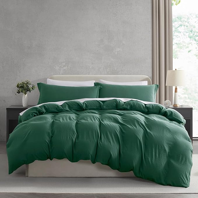Nestl Dark Green California King Duvet Cover Sets - Soft Double Brushed Cal King Duvet Cover, 3 Piece, with Zipper Closure, 1 Duvet Cover 104x98 inches and 2 Pillow Shams