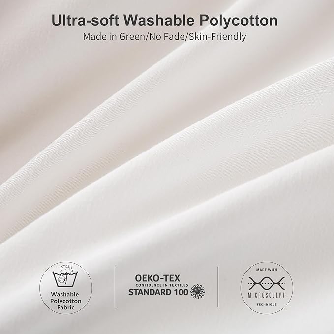 White Comforter Twin/XL Size Single Bed - Lightweight Super Soft Cozy Modern Polycotton Bedding Blanket Quilt Set for Kid Teen Boy Children All Season - 1 Solid Comforter and 1 Pillowcase