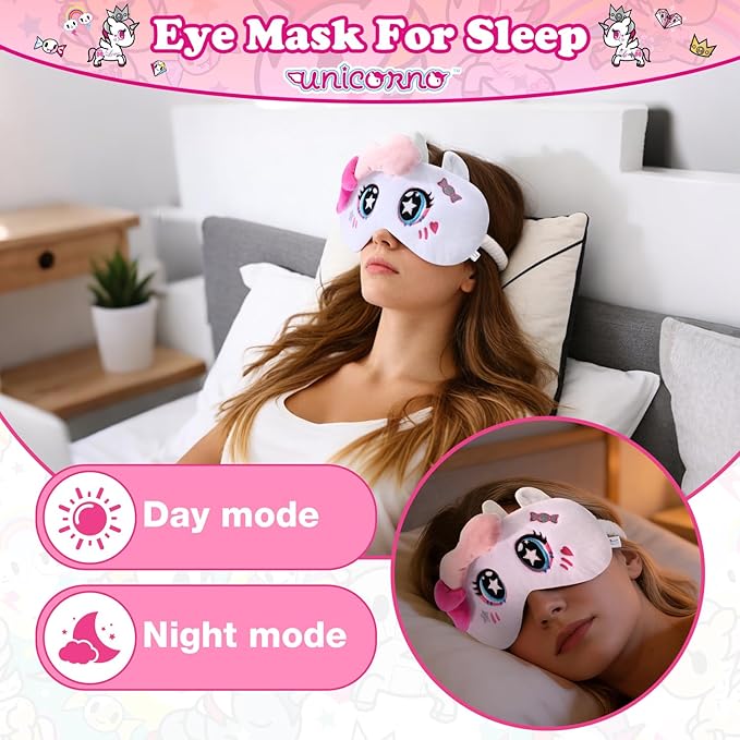 Tokidoki Official Unicorno Sleep Mask Super Soft & Eye Mask for Women Men Washable Blindfold with Adjustable Elastic Strap Blackout Eye Mask for Travel Nap Home Birthday Gift for Family Friend-Sugar