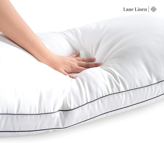 LANE LINEN Bed Pillows King Size Set of 2-20"x36" Medium Firm Down Alternative Pillows for Sleeping, Hotel Quality Back Stomach or Side Sleeper King Pillow 2 Pack, Cooling Soft Easy Care - White