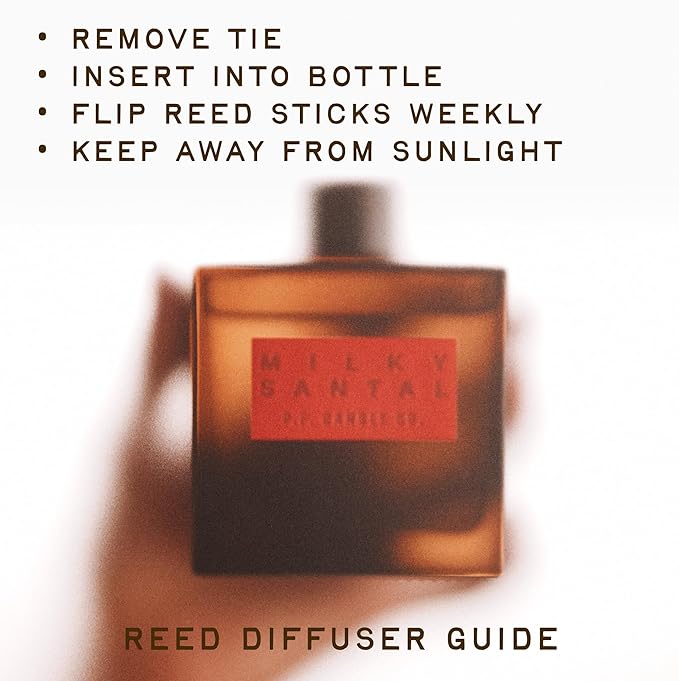 P.F. Candle Co. Tuberose Musk Premium Scented Reed Diffusers (4 fl oz) Luxury Cocoa Brown Glass Jar, Fine Fragrance Oil, Long-Lasting Flame-Free Scent