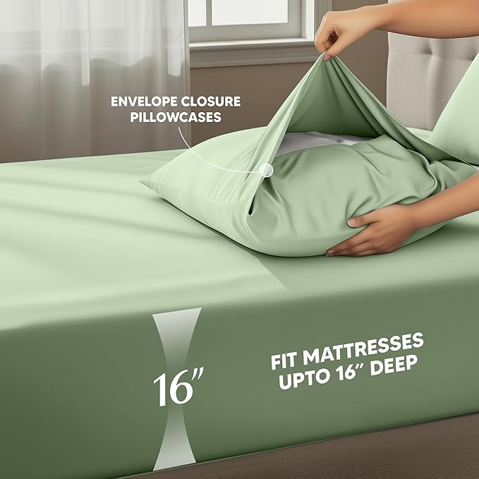 Utopia Bedding Twin Sheet Set – 3 Piece Bed Sheets for Twin Size Bed, Soft and Breathable Microfiber, Includes 1 Fitted Sheet, 1 Flat Sheet and 1 Pillowcase – Oeko Tex (Sage)
