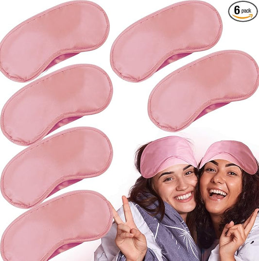 6 Pack Blindfold Eye Mask Cover Sleep Mask for Party Games Travel Sleep Team Build Party Supply with Adjustable Strap for Women Men Kids, Pink