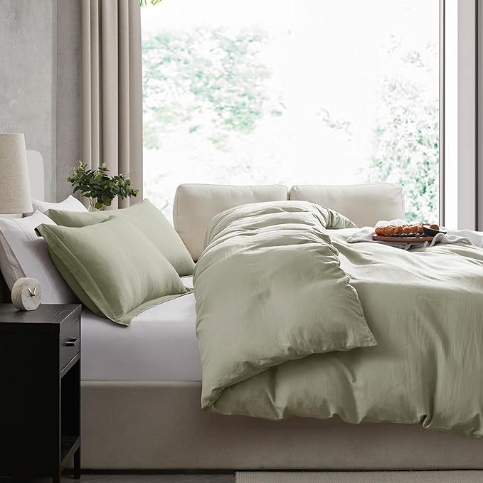 Nestl Light Sage California King Duvet Cover Sets - Soft Double Brushed Cal King Duvet Cover, 3 Piece, with Zipper Closure, 1 Duvet Cover 104x98 inches and 2 Pillow Shams