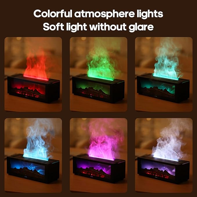 Fireplace Diffuser, 280ML Flame Diffuser with Remote Control, Timer, Auto-Off,Aromatherapy Essential Oil Diffuser Home, 7 Colors Fire Air Humidifier Cool Mist Humidifiers for Bedroom,Office
