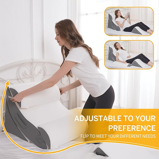 Wedge Pillow Set for After Surgery – 5PCS Orthopedic Bed Wedge Pillow Set for Sleeping, Body, Back and Leg Pain Relief Comfortable & Adjustable Support Pillows-Anti Snoring (White)