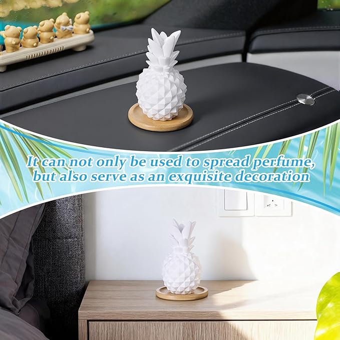 Honeydak Pineapple Passive Essential Oil Diffuser Gifts, Summer Beach Ceramic Diffuser with Wooden Tray for Home Bedroom Bathroom Office Holiday Decorations