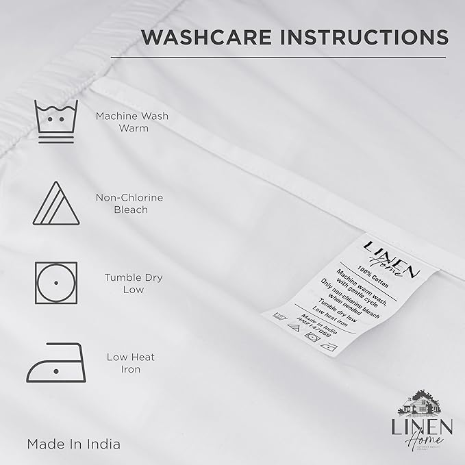 Linen Home 100% Cotton Percale Pillowcases King Size, Ivory, 2 Pieces of Pillow Case, Crisp and Cool Strong Bed Linen, 20 inches X 40 inches