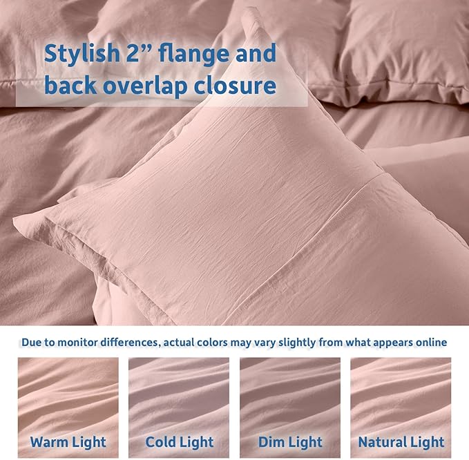 Nestl Blush Pink Duvet Cover King Size - Soft Double Brushed King Duvet Cover Set, 3 Piece, with Zipper Closure, 1 Duvet Cover 104x90 inches and 2 Pillow Shams