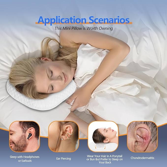 Ear Piercing Pillow for Side Sleepers - Ear Hole Pillow for Pierced Ears, CNH & Pain Relief, O-Shaped Orthopedic Pillow for Pressure Sores, Soft Cotton (White)