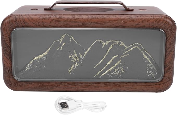 CCYLEZ 600ml Essential Oil Diffuser Humidifier Quiet Cool Mist with Dual Spray Mode, Adjustable Night Light with 3 Color Lighting USB Portable for Home Auto Shut Off (Dark Wood Grain)