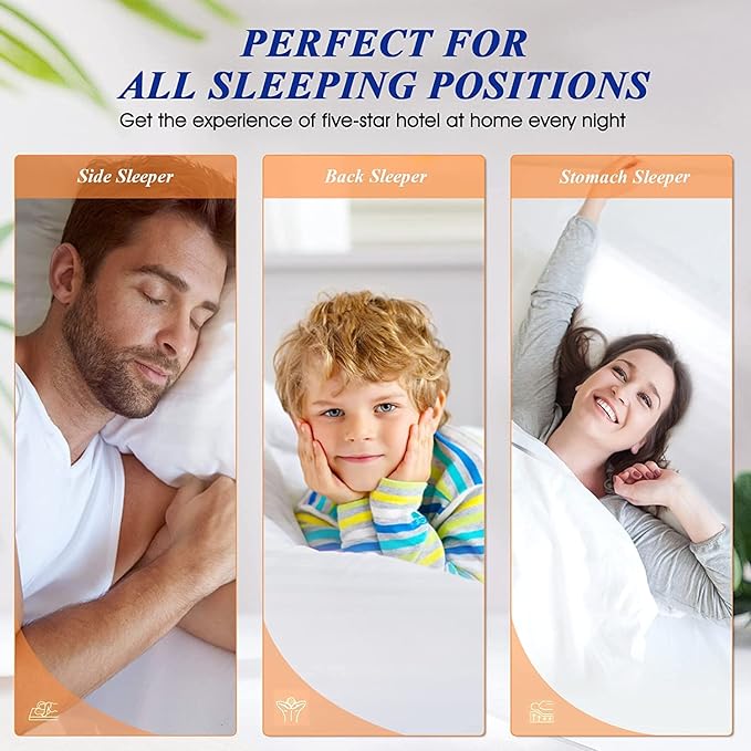 SEMZSOM Bed Pillows Queen Size Set of 4, Luxury Hotel Pillows with Soft Fluffy Down Alternative Filling Sleeping Pillows for Back, Stomach and Side Sleepers