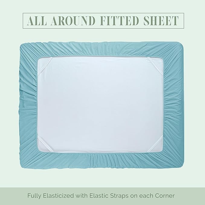 Elegant Comfort Luxury 1500 Premium Hotel Quality Microfiber 4-Piece Sheet Set - Soft, All Around Elastic 18-24 Inches Deep Fitted Sheet - Extra Deep Pocket Sheets, Full, Aqua