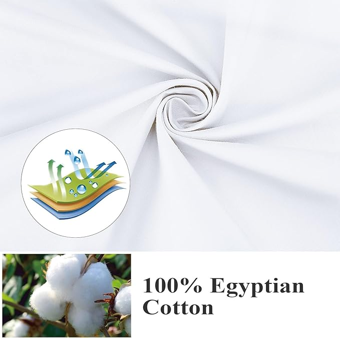 Shunjie.Home 100% Egyptian Cotton Pillow Cases Set of 2,King Size 400 Thread Count Cooling Pillowcases,Soft and Breathable Pillow Covers with Envelope Closure,20x40 Inches,White