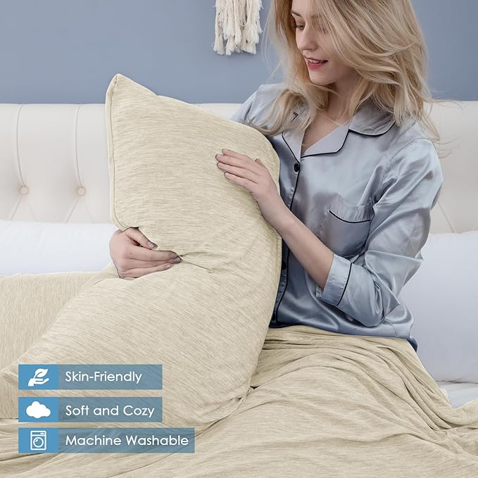 CHOSHOME Cooling Pillow Cases Zipper Pillow Covers Q-Max > 0.45 Zippered Pillowcases for Hot Sleepers, Soft, Breathable, Skin-Friendly, 2 Pack (Queen, 20"x30", Beige)