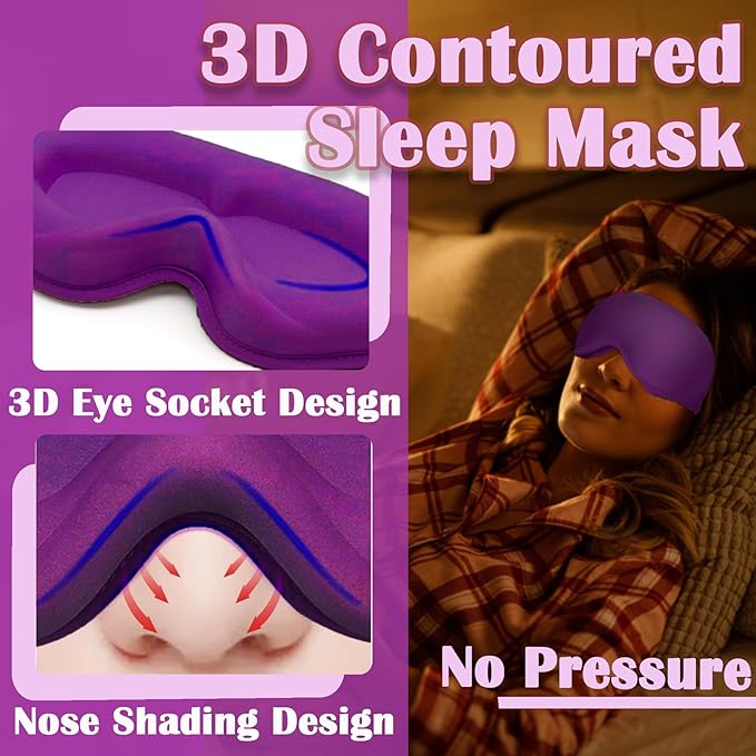 Eye Mask for Lash Extensions, Sleep Mask for Women Eyelash Extension, No Pressure 3D Contoured Lash Extension Sleep Mask, Block Out Light Sleep Protector Eye Shade Cover for Travel Yoga Nap