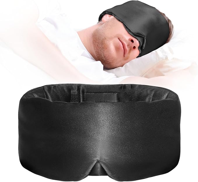 Sleep Mask for Side Sleeper, Eye Mask for Women Men, Soft and Comfortable Night Sleeping Mask Eye Cover for Sleeping with Adjustable Band (Black)