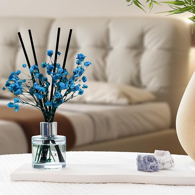 Jasmine White Tea Gardenia Bathroom Diffuser, 3.4 oz Reed Diffuser with Dried Flower for Small Place, Last up to 60 Days